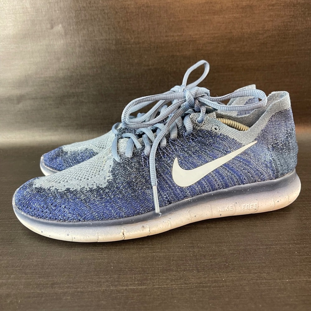 Nike Free RN Flyknit 2017 Womens size 7 Blue Running‎ Athletic Shoes 880844
